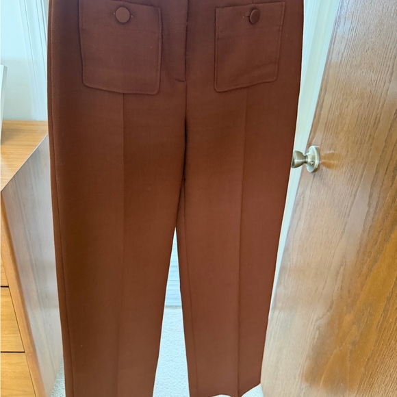 Sezane Caramel Brown High-Waisted Pants - Picture 5 of 7